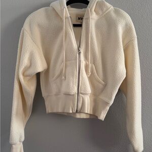 MWL Sherpa Zip-Front Drawstring Hoodie Sweatshirt